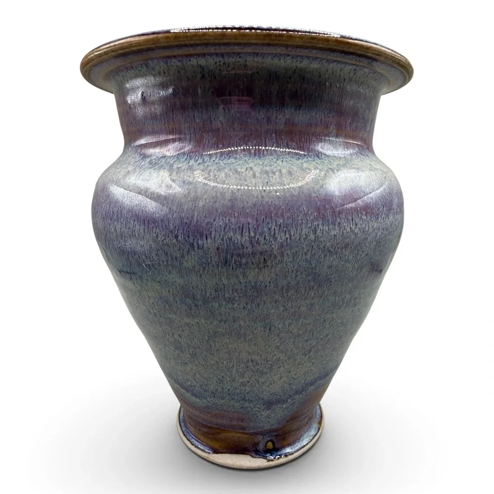 Stephen Bennett Signed Studio Pottery Vase Purple Blue Reactive Glaze 6.5